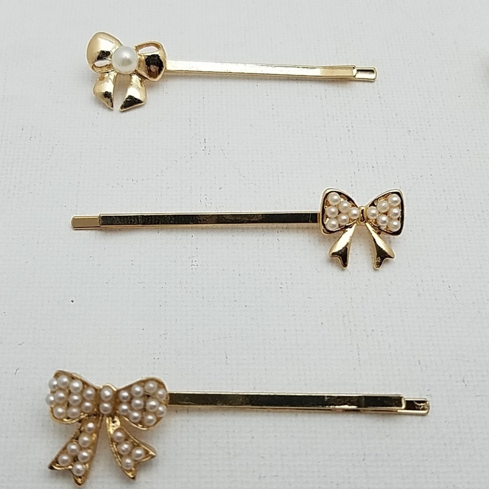 Pearl & Gold Tone 2" Bobbin Pins Set of 3
